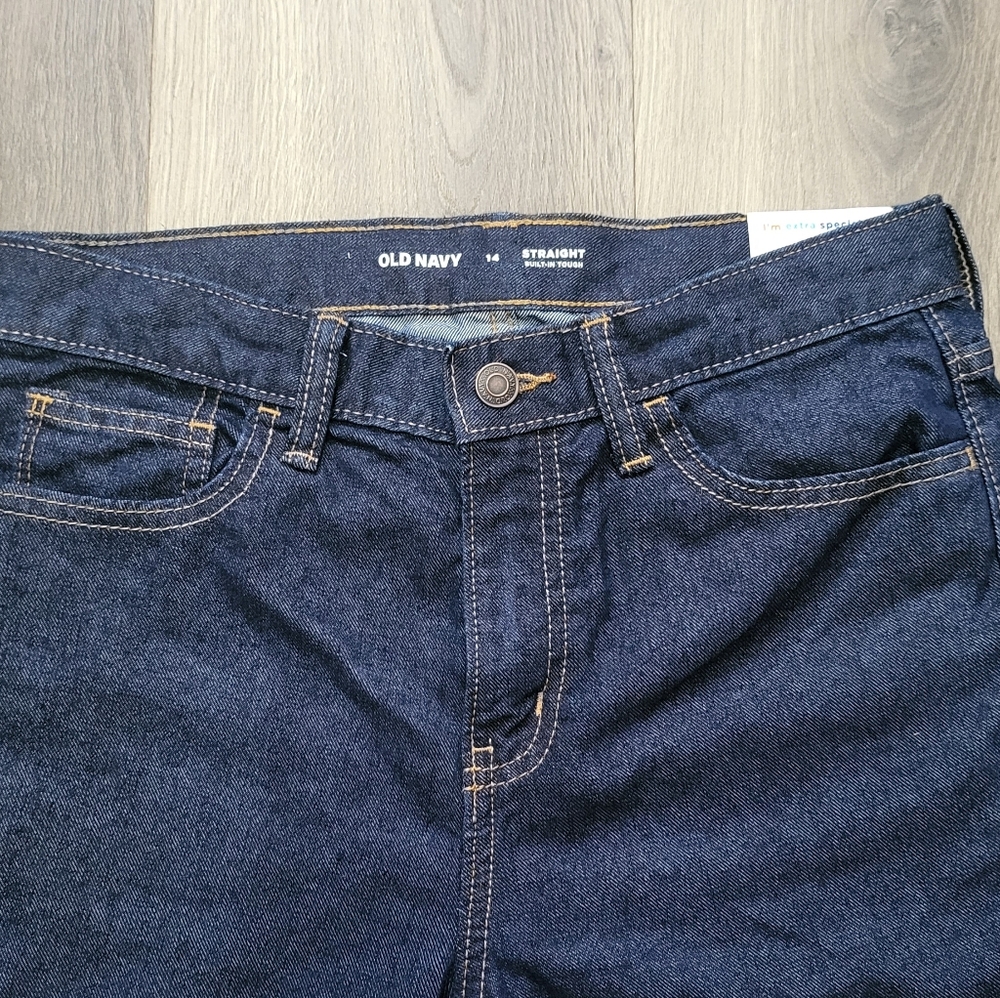 Old Navy Dark Blue Straight Legged Jeans - Size 14